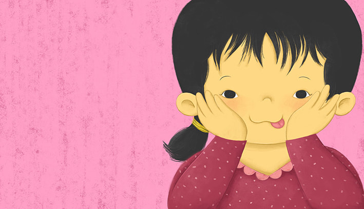asian toddler, board book, silly face, little asian girl, children illustration, digital art, laura gonzalez, illustrator, picture book